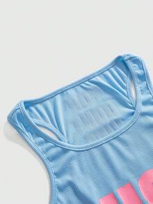 ROMWE Y2K Aesthetic Letter Slogan Graphic Print Women's Tank Top - Blue - View 3