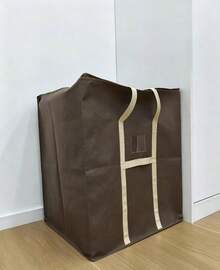 1pc Extra Large Capacity Waterproof And Moisture-Proof Fabric Quilt Clothing Storage Bag, Dustproof Moving Packing Bag, Suitable For Home Storage - Brown - View 8