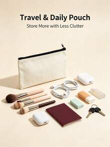 10/20pcs/30pcs Blank Canvas Zipper Bag Bulk Pack, Makeup Bag Pencil Box, Suitable For Cosmetics And Diy Handicrafts - multicolor - View 2