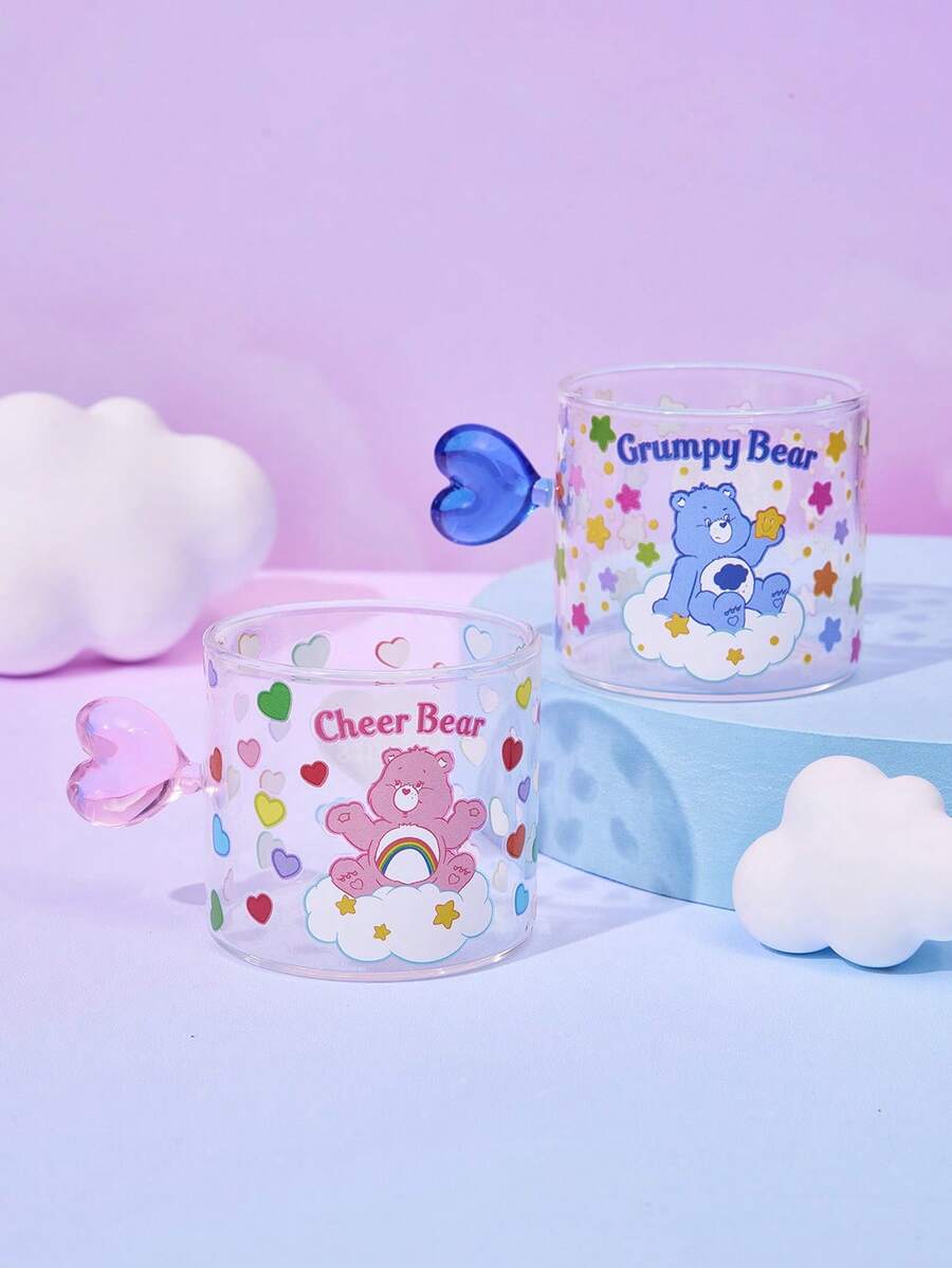 Care Bears 1個熊形玻璃馬克杯,可用於咖啡或牛奶 – 為居家書桌或辦公室帶來舒適氛圍,適合送給女友、男友、老師或情侶的可愛情人節或生日禮物(藍色/粉紅色) - 彩色 - 查看 1