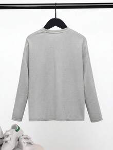 SHEIN 兒童男童純色半開襟 Polo 長袖 T 恤 - 灰色 - 查看 2