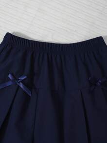 女款襯衫領拼接格紋學院風前開襟泡泡長袖上衣，附鬆緊腰百褶裙，適合春秋校園、通勤、旅行、散步、購物，可搭配大衣、夾克、西裝外套 - 藍色 - 查看 6