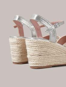 Styleloop Women's Hemp Rope Straw Weave Wedge Heel Gold Ankle Strap Women's Wedge Heel Sandals Hemp Rope Shoes Pomessian Style Is Suitable For Going Out On Vaca - Gold - View 5