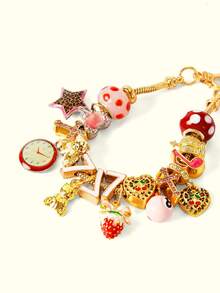 Popjeli DIY Cute Wind Bracelet, Number 7/Stars//Fruit/Ice Cream/Summer Travel - Gold - View 2