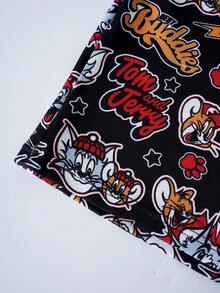 TOM & JERRY X SHEIN Men's Cartoon Print Elastic Waist Casual Boxer Briefs - Black - View 5