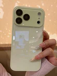 Luxurious Solid-Color Glossy Glass Phone Case Compatible With Iphone, Featuring Lens Protection With A Minimalist, Elegant, And Charming Design Suitable For Smartphones. - Clear - View 4