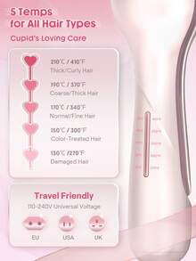 SHEGLAM HAIR Cupid's Charm Beach Babe Hair Waver,Pink Ionic Hair Curler - 25mm EU Plug,Waver Curling Iron,2 Barrel Hair Crimper With Anti-Scald,50 Million Ions & 10 Min Quick Wave,Smart Timer & Adjustable Temps,Easy To Use Hair Tool For Women Gift Pink Makeup Beach Festivals Hair Care Y2K Vacation Summer Hair Accerssories Back To School Home - Baby Pink - View 12