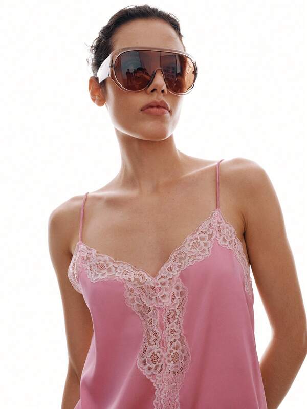MOTF PREMIUM FRENCH LACE PATCHWORK CROP CAMISOLE TOP