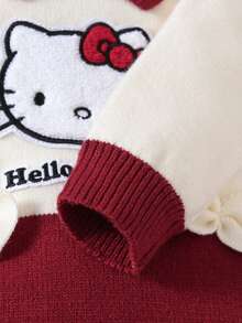 HELLO KITTY AND FRIENDS | SHEIN GraphicGems 新生兒嬰兒毛衣連身衣 3D 毛巾刺繡 紅色與米色 舒適柔軟針織爬行衣 秋冬款 簡約可愛時尚卡通款 適合春秋 - 彩色 - 查看 6