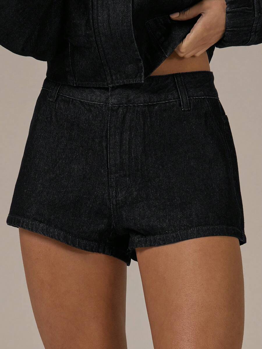 MUSERA Mini Denim Shorts Spring Summer Cute Cosy Cottage Core Spring Dew - Black - View 1