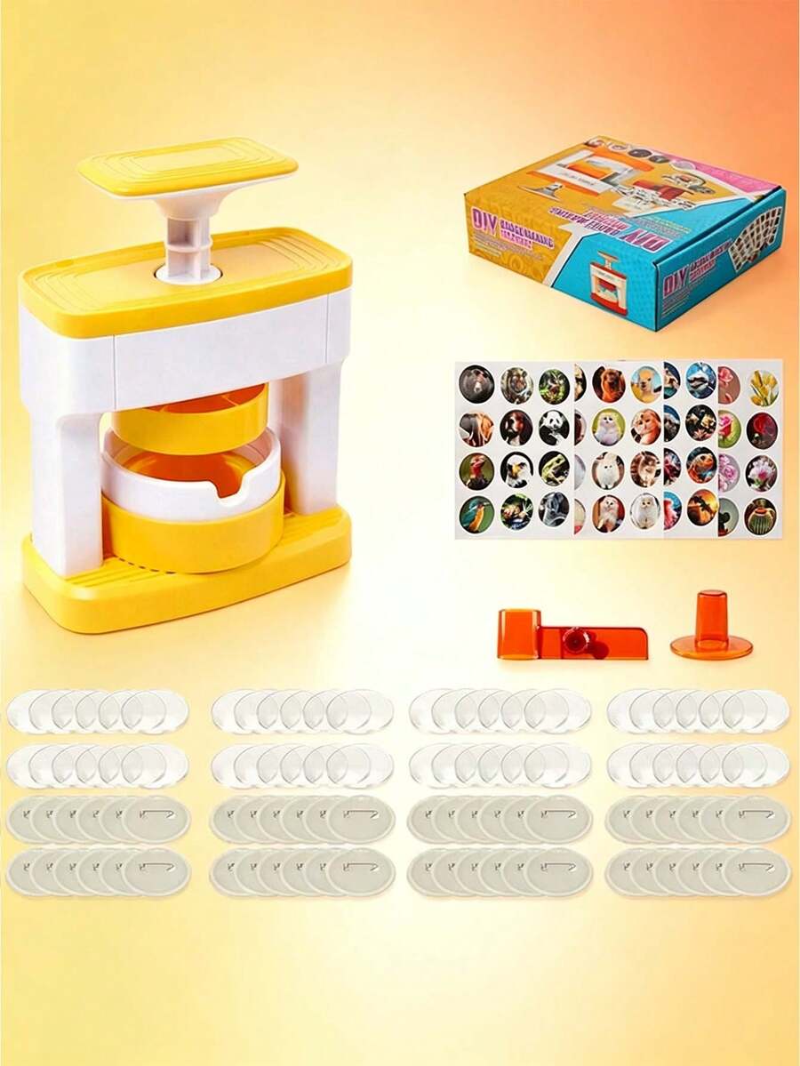 1 Set Of Portable Badge Making Machine, DIY Embossing Machine Badge Punching Tool Kit, Multi-Functional Creative Embossing Machine Badge Punching Tool Kit, Suitable For Children's Handicrafts, Ideal DIY Gift Set, Perfect For School Projects