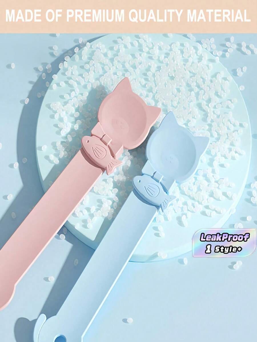 Cat Treat Spoon Feeder Squeeze Tool For Puree Lickable Wet Food No Mess Easy Feed Portable Silicone Dispenser With Portion Control Holder - Multicolor - View 1