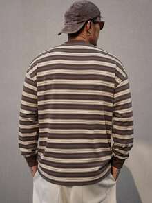 DAZY Summer Striped Multicolor Men's T-Shirt - Brown - View 2