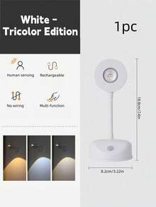 1pc Rechargeable, Wire-Free Indoor Wall Light, Spotlight, Table Lamp, Smart Led Motion Sensor Light, Picture Light - White - View 11