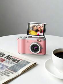 Teckwe 4K 數位相機 CCD 相機 Vlogging 錄影相機，自動對焦 48MP 面部偵測，翻轉螢幕，8倍數位變焦，隨拍相機，適合初學者、旅行、家庭，聖誕節萬聖節禮物 - 粉色 - 查看 5