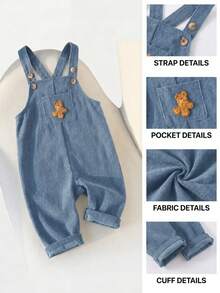 LMoss Kids Baby Boy Bear Patchwork Romper - Dusty Blue - View 11