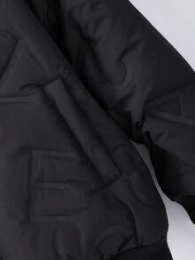 Teenager Fleece Hooded Thickened Zip-Up Padded Coat, Fashionable Minimalist Style, Suitable For Daily Outdoor Commute Wear Winter - Black - View 6