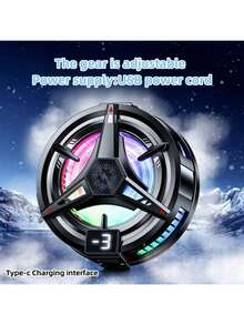 1pc With Digital Display, Black Semiconductor Cooling, Ice Making, Mobile Phone Cooling Fan, Magnetic Suction, Android, Apple Phone, Tablet, Universal Fan, Gaming, Entertainment, Live Streaming Cooling Device, RGB Light Effect 5V3A Technology - Multicolor - View 3