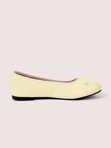 CUCCOO DOLLMOD Ladies, Milk Yellow, Ballet Flats, Round Toe Ribbon Bow, Commuter Versatile Daily Casual Women's Shoes Fall Shoes - cream yellow - View 5