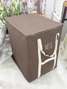 1pc Extra Large Capacity Waterproof And Moisture-Proof Fabric Quilt Clothing Storage Bag, Dustproof Moving Packing Bag, Suitable For Home Storage - Brown - View 5