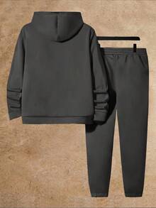 NORVETH Men's Hoodie Long Sleeve Sweatshirt And Sweatpants Set - Dark Grey - View 5