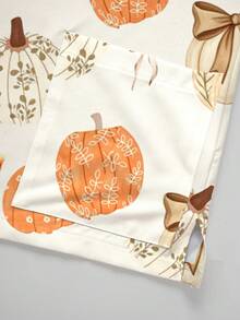 PopScrub Women's Pumpkin Bow Pattern Short Sleeve Scrub Top - Multicolor - View 4