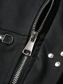 PAVTROS Men's Casual Daily Set With Long Sleeve Jacket And Pants With Buckle - Black - View 4