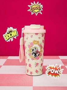 THE POWERPUFF GIRLS X Joivida 17.2盎司真空保溫隨行杯附攜帶繩 – 不鏽鋼材質、防漏杯蓋，適用於熱飲或冷飲。可放入大多數杯架，適合居家、公路旅行或日常通勤使用。 - 粉色 - 查看 1