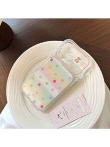 ShellaStory Fresh Polka Dots For Phone 17PM Phone Case 16 Transparent 14 Korean Cute Bear 15 Apple 17 Epoxy, Girl, Creative, Geometric, Card Style, Small Fresh, Clash Color Style, Niche, Ins Style - Clear - View 6