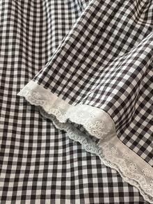 SHEIN Franclia Pantaloni ampi con lacci a quadri kaki, pantaloni casual con patchwork adatti per uso quotidiano/pendolarismo - Castano - Visualizzare 6