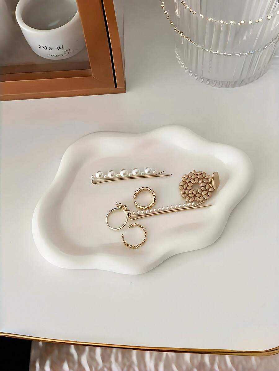 1pc Large Cloud Shaped Jewelry Tray, Necklace Earrings Watch Ring Storage Holder For Desktop Vanity - Multicolor - View 1