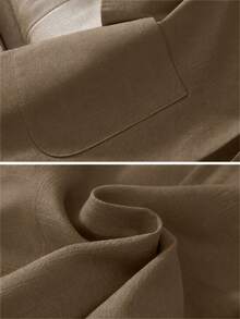 Franclia 3/4 Sleeve Lapel Collar Cinched Waist Linen Blend Commuter Blazer Jacket - Camel - View 7