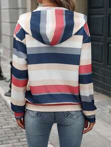 Breezaya Plus Size Women's Drop Shoulder Long Sleeve Colorful Striped Commuter Sweatshirt, Spring/Autumn Style, Plus Size Sweatshirt Fall - Multicolor - View 2