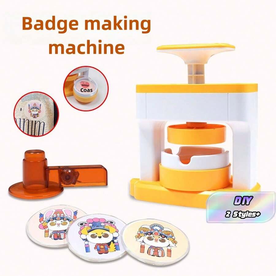 Diy Round Button Maker Set With 48 Patterns And 48 Button Parts, Cute Press Pin Maker Machine Gift (Some Color Patterns Are Random) - Multicolor - View 1