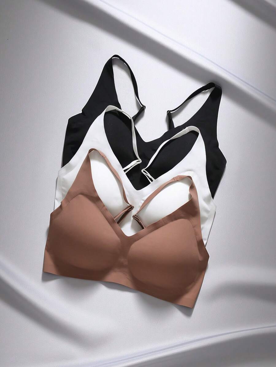 EmpressEnvy 3pcs/Set Bra Tanpa Jahitan dan Tanpa Kawat untuk Wanita - MultiWarna - View 1