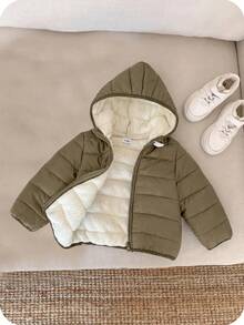 SHEIN Baby Boy Black Winter Thermal Lined Hooded Zip-Up Padded Coat Casual All-Match Versatile Soft Comfortable Sports Suitable For Outdoor Snow Play - Multicolor - View 5