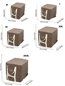 1pc Extra Large Capacity Waterproof And Moisture-Proof Fabric Quilt Clothing Storage Bag, Dustproof Moving Packing Bag, Suitable For Home Storage - Brown - View 4