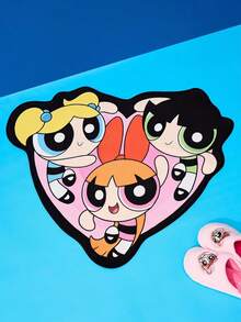 THE POWERPUFF GIRLS X Joivida 1件授權卡通地毯，柔軟絨毛地板墊，可愛角色設計，舒適多彩家居裝飾，適合臥室、客廳、沙發或兒童房 - 彩色 - 查看 2