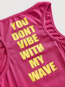 ROMWE Women's Y2K Subculture Letter Print Tank Top - Hot Pink - View 4