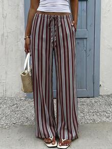 Muchica Women's Casual Loose Full Print Wide Leg Thin Straight Pants Suitable For Summer Holiday Vacation Light Blue - Multicolor - View 6