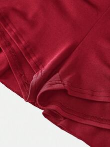 SHEIN Girlism 青少年女孩休閒運動學院風返校穿搭 酒紅色內建內搭褲雙層荷葉邊蛋糕迷你裙 Spsurprise Box [隨機5款，發送1套] - 酒紅色 - 查看 4