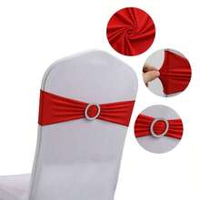 100pcs Elastic Chair Back Decorative Covers - Universal Elastic Chair Sashes With Sparkly Buckle Sliders, Suitable For Adorning Chair Backs For Birthdays, Weddings, Parties, Events, Hotels - Multicolor - View 17
