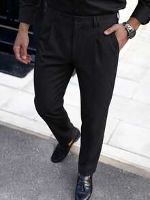 Manfinity Mode Men Slant Pocket Suit Formal Pants Without Belt Formal, Ceremony - Black - View 1
