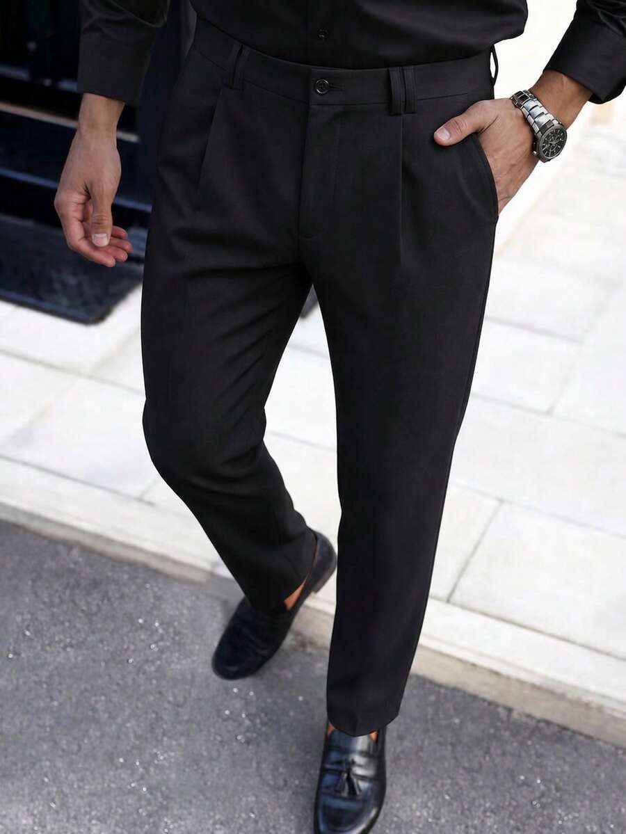Manfinity Mode Men Slant Pocket Suit Formal Pants Without Belt Formal, Ceremony - Black - View 1