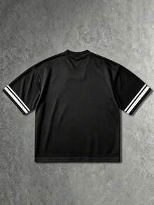 Gritte Field Men's Letter & Number Print Colorblock Casual Daily Basketball Short Sleeve Top - Multicolor - View 2