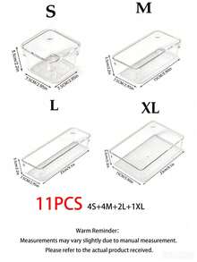 5PCS/11/25pcs Transparent Cosmetic Storage Box, Drawer Storage Box, Compartmentalised Storage Containers, Freely Combinable, Cosmetic Organiser, Suitable For Home, School, Dormitory, Office Storage,Ideal For Home Storage And Organisation, Suitable For Women's Gift Boxes, Holiday Gift Boxes, Valentine's Day Gift Boxes, Valentine's Day Decorations,Girlfriend Gifts. - Multicolor - View 12
