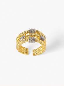 Opalesca Anillo de diseño micro-set - Dorado - Ver 18