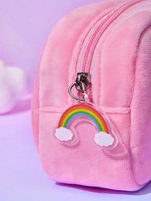 Care Bear X Joivida 1個時尚簡約便攜式化妝品工具收納袋，適合女性、女孩，適用於旅行、居家及日常使用，迷你化妝收納包、旅行小化妝盒、化妝配件收納袋、刷具包、化妝品容器、旅行必備女士配件、開學用品 - 粉色 - 查看 3