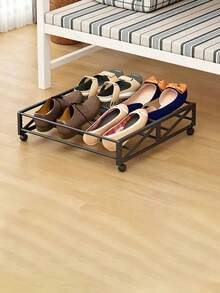 Long Under Bed Rolling Shoe Rack, Mobile Metal Shoe Storage Holder Fit Sofa Bed Bottom Space Saving Bedroom Shoe Organizer For Dorm Home Use - Multicolor - View 9