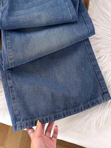 Comfortcana Women's Drawstring Waist Pocket Casual Daily Outing Denim Jeans Fall Clothes - Medium Wash - View 4